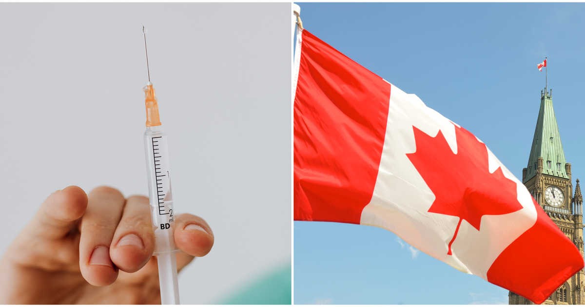 تصویر سرنگ در کنار پرچم کانادا