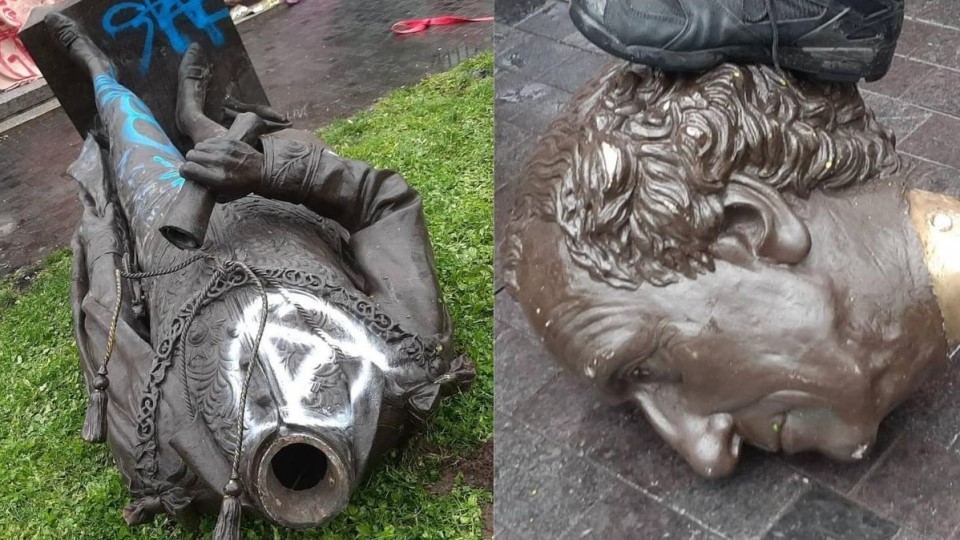 تندیس شکسته نخستین نخست‌وزیر کانادا