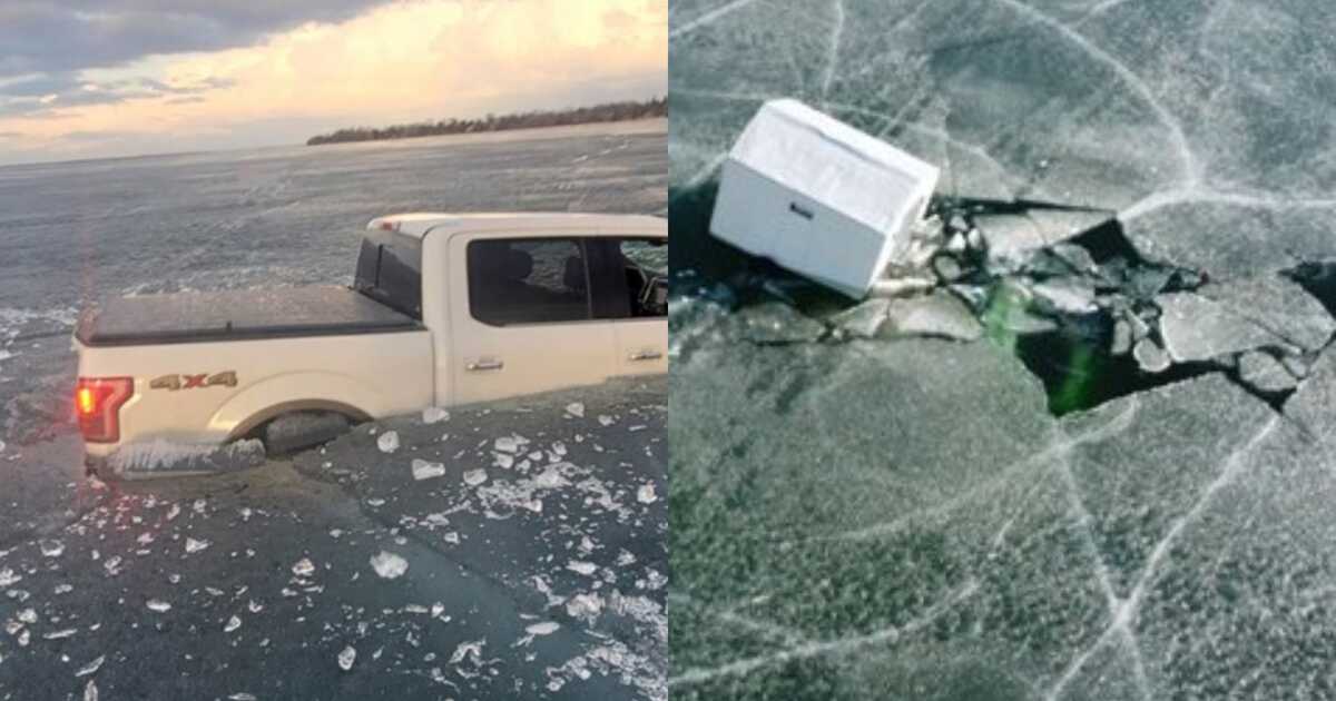 دریاچه یخی خودرو را بلعید
