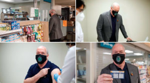 جان هورگان، نخست وزیر بریتیش کلمبیا در حال تزریق واکسن